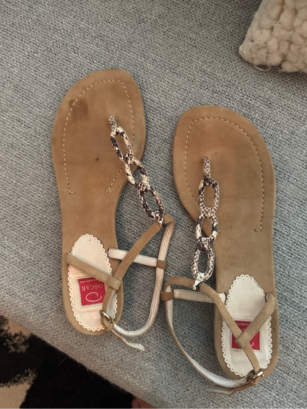 Oscar de la Renta Tan Suede Sandals